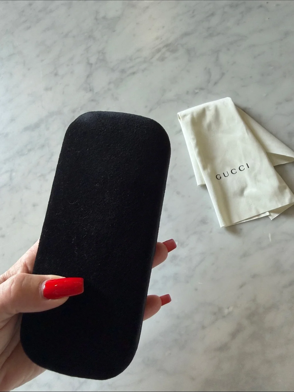 Gucci Black Eyewear Case with Cream Branded Cloth